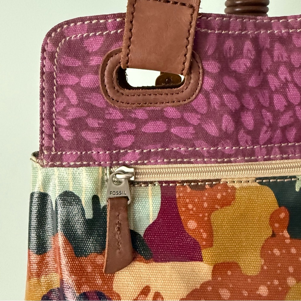 🎨 Fossil Key-Per Coated Canvas Print Tote Bag - Picture 5 of 15